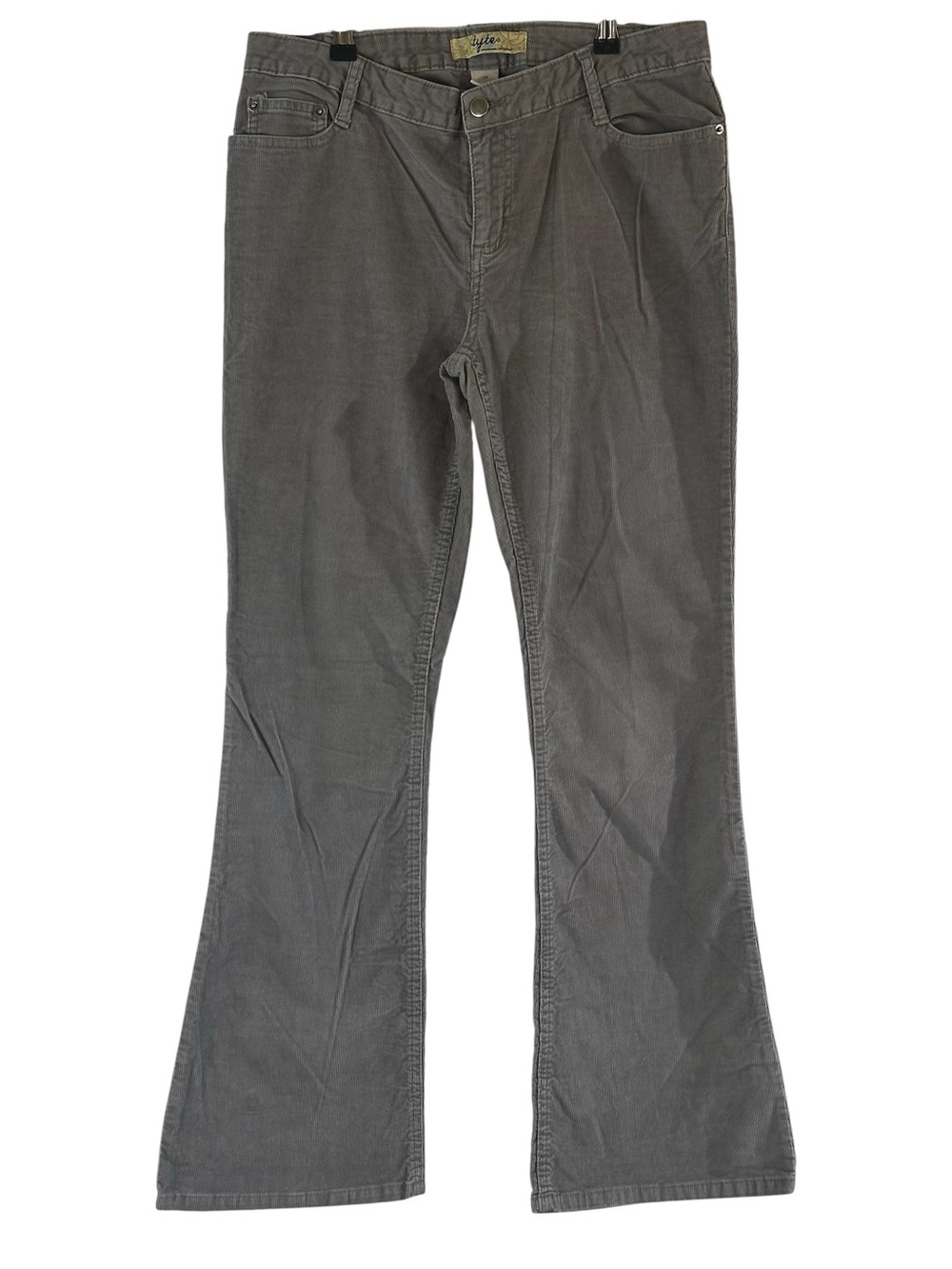Y2K Tyte Gray Stretch Corduroy Flare Bootcut Pants Women’s Size 13 Boho